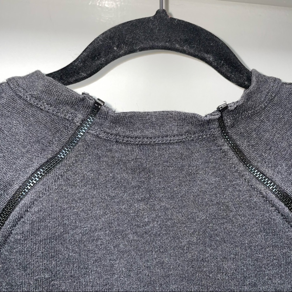 T by Alexander Wang Dark Gray Shoulder Zip Fleece Pullover/Sweater Size Small - Picture 4 of 8